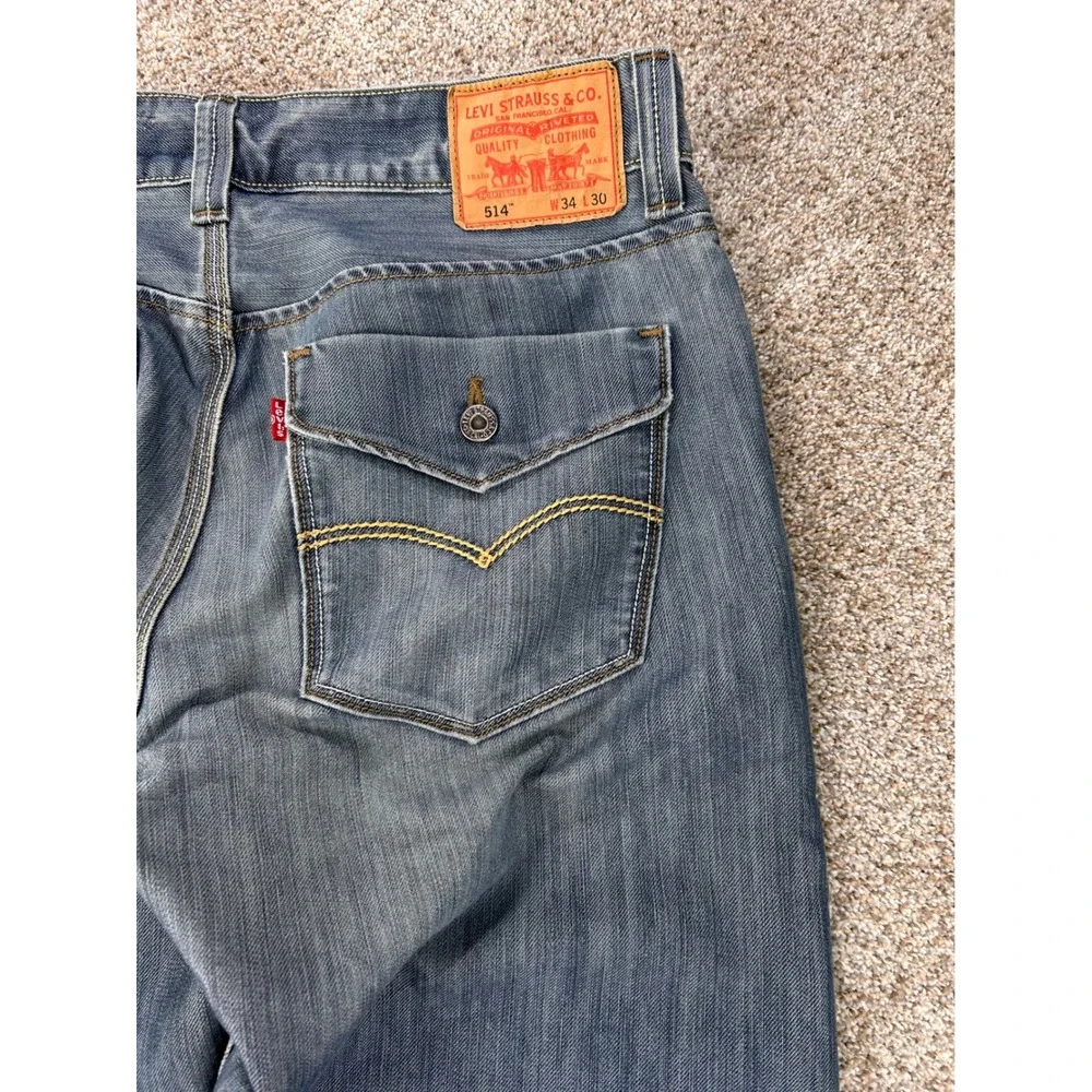 Levis 514 Straight Fit Jeans Mens 34x30 Blue Medium Wash Denim Pants